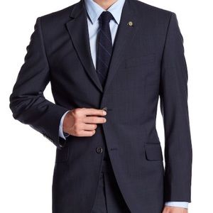 Ted Baker Blue Check 2 Button Wool Jacket Size 46